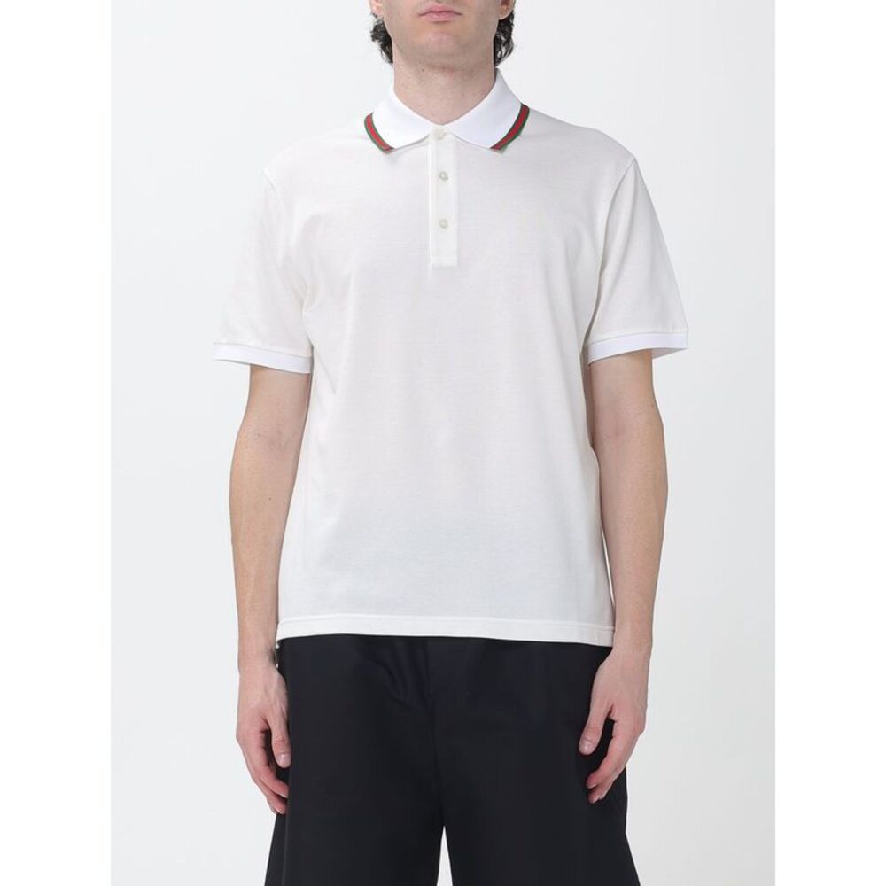 Gucci Men Gucci Short-Sleeved Cotton Polo With Web Detail And Contrast Trim